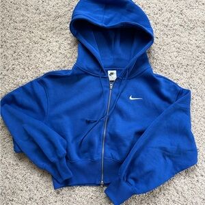 Nike Blue Cropped Zip-Up Hoodie